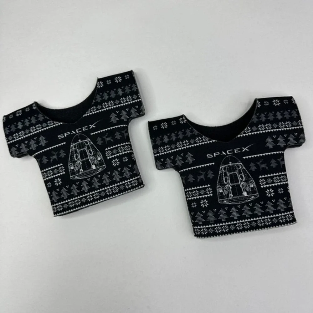 SpaceX Dragon‎ Capsule Ugly Christmas Sweater Foam Koozie Set of 2